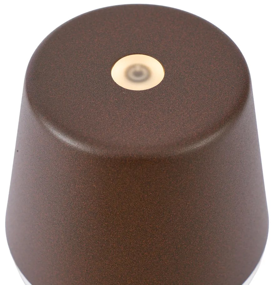 Candeeiro de mesa castanho ferrugem incluindo LED IP65 recarregável com estação de carregamento - Bass