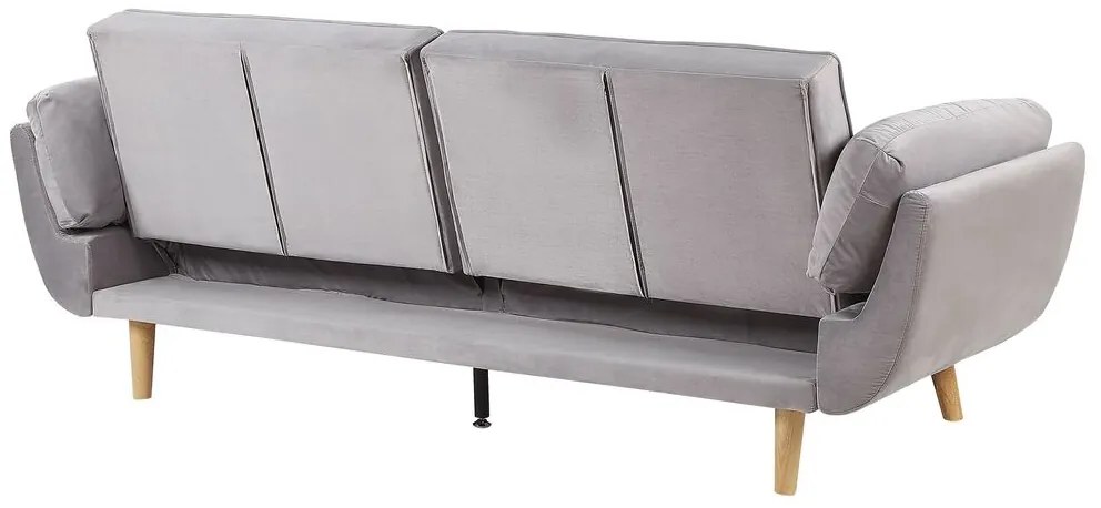 Sofá-cama em veludo cinzento claro ASBY Beliani