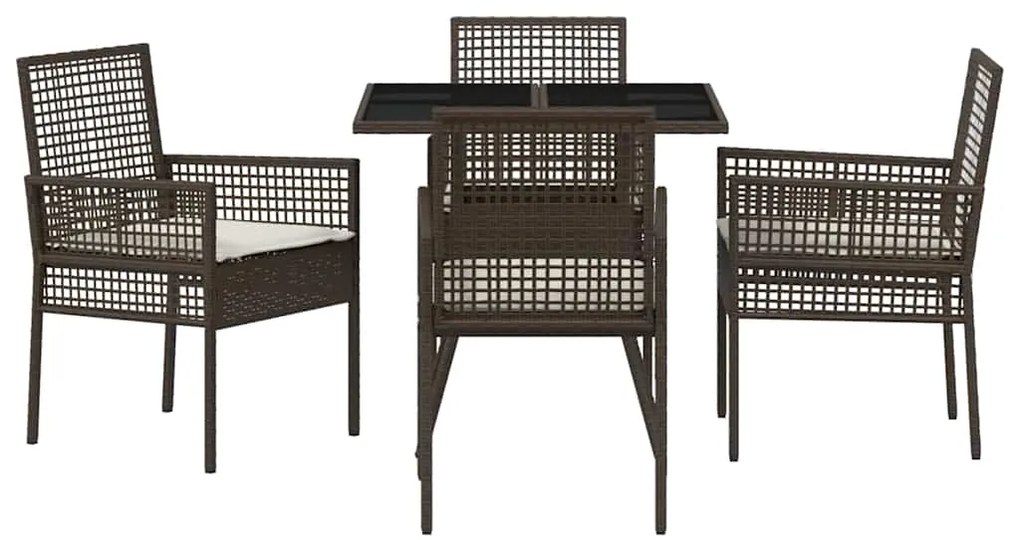 Conjunto de Jantar de Jardim com 5 Peças em Rattan Poliéster Castanho