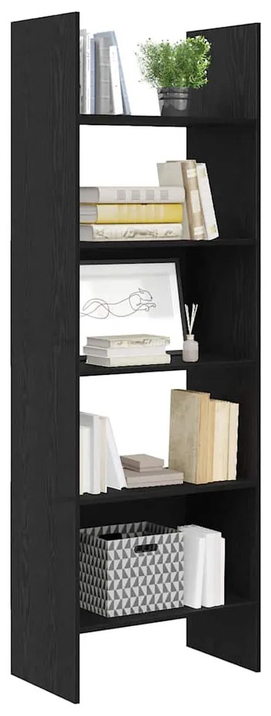 Gabinete de Livros Carvalho preto 60 x 35 x 180 cm