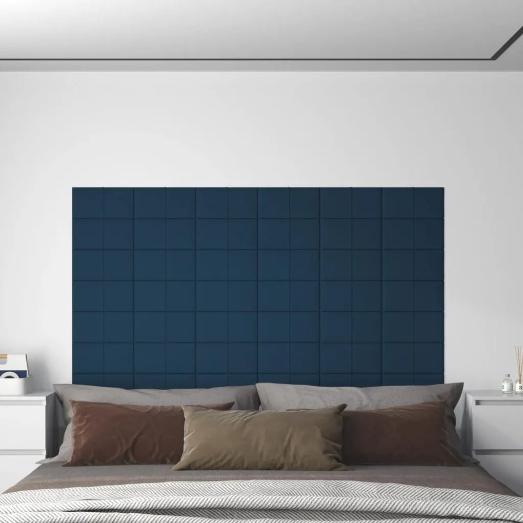 vidaXL Painel de parede 12 pcs 30x15 cm veludo 0,54 m² azul