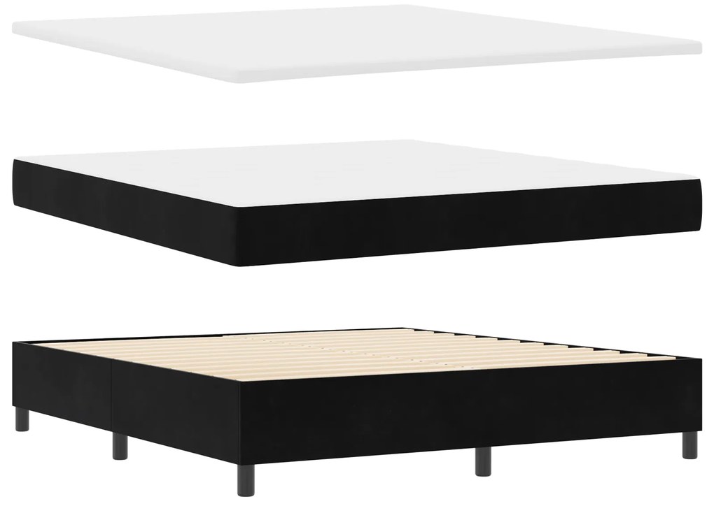 Cama Box Spring com Colchão Preta Super King Veludo