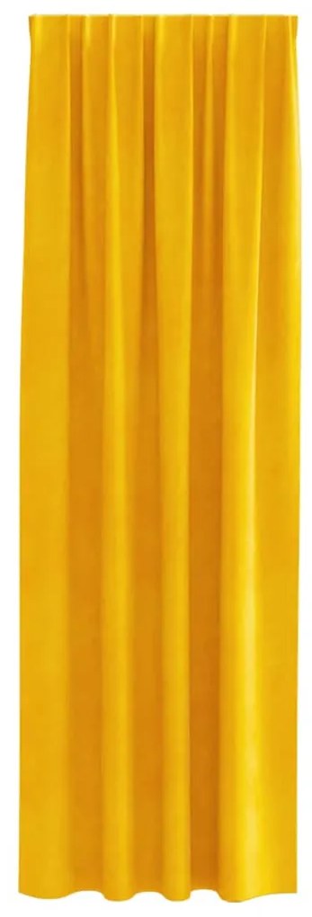 Cortinas Blackout vidaXL com fita superior 2 pcs Amarelo Mostarda Velu