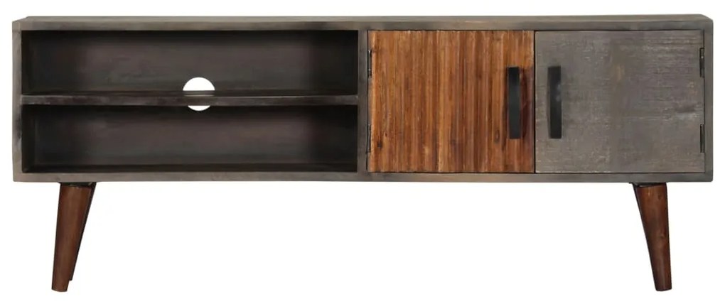 Móvel TV 130x30x46 cm madeira mangueira áspera maciça cinzento
