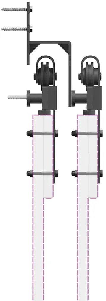 Kit de ferragens para porta deslizante 427 cm aço preto