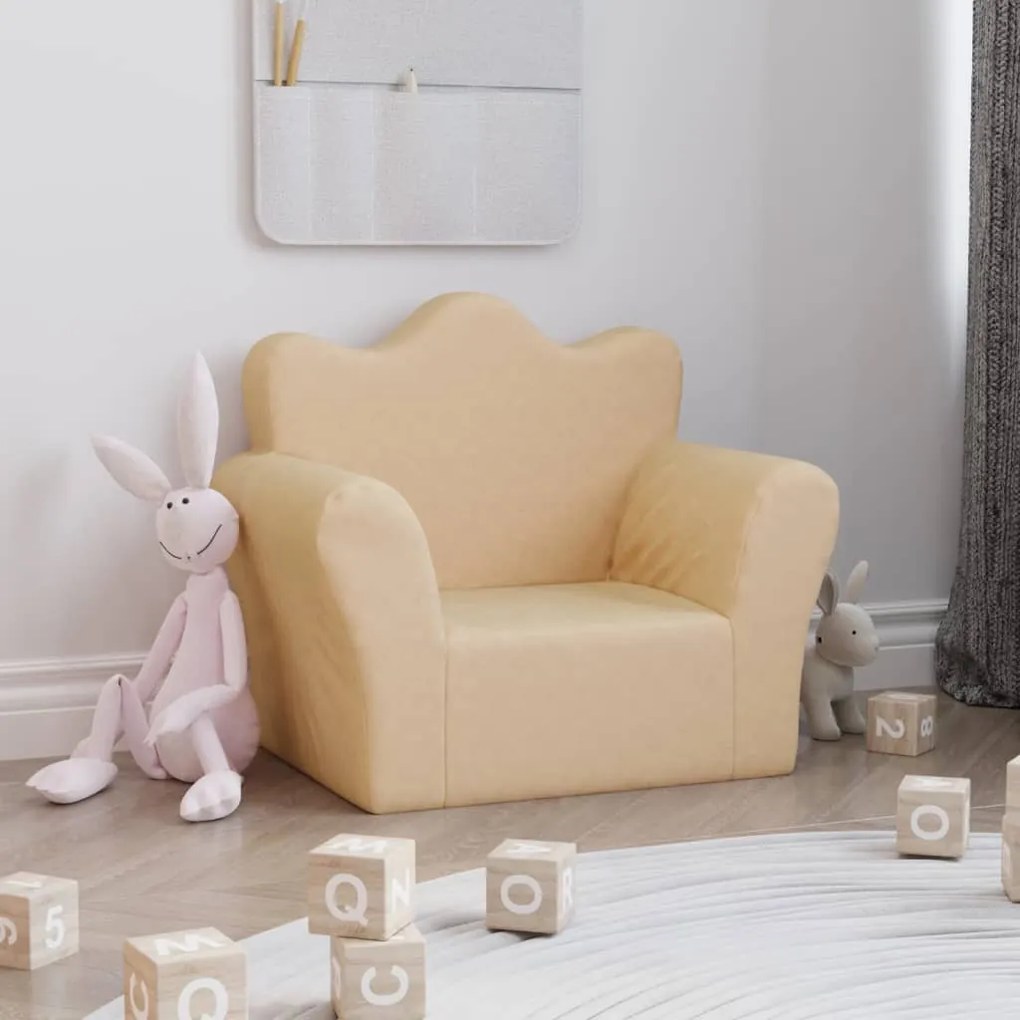 Sofá infantil pelúcia macia cor creme