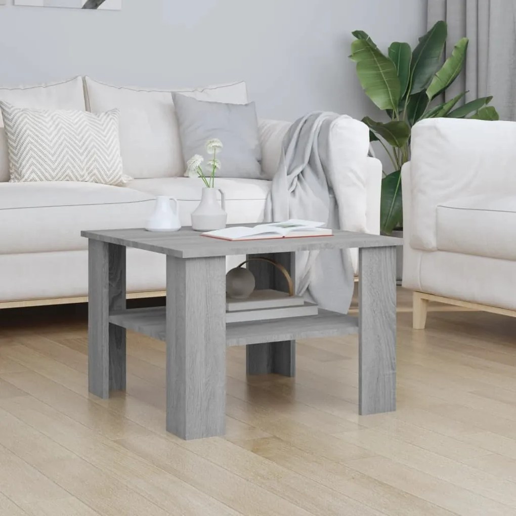 vidaXL Mesa de centro 60x60x42 cm derivados de madeira cinzento sonoma
