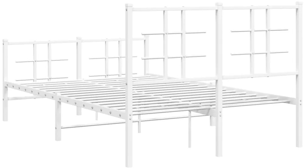 Estrutura de cama com cabeceira e pés 120x190 cm metal branco