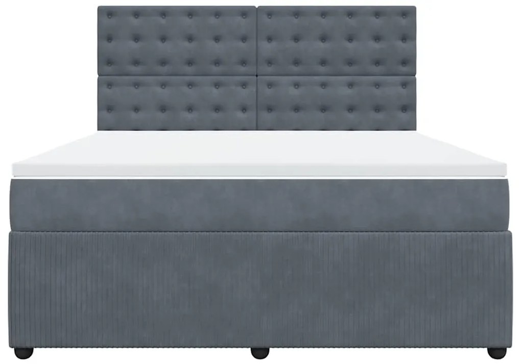 Cama com molas/colchão 180x200 cm veludo cinzento-escuro