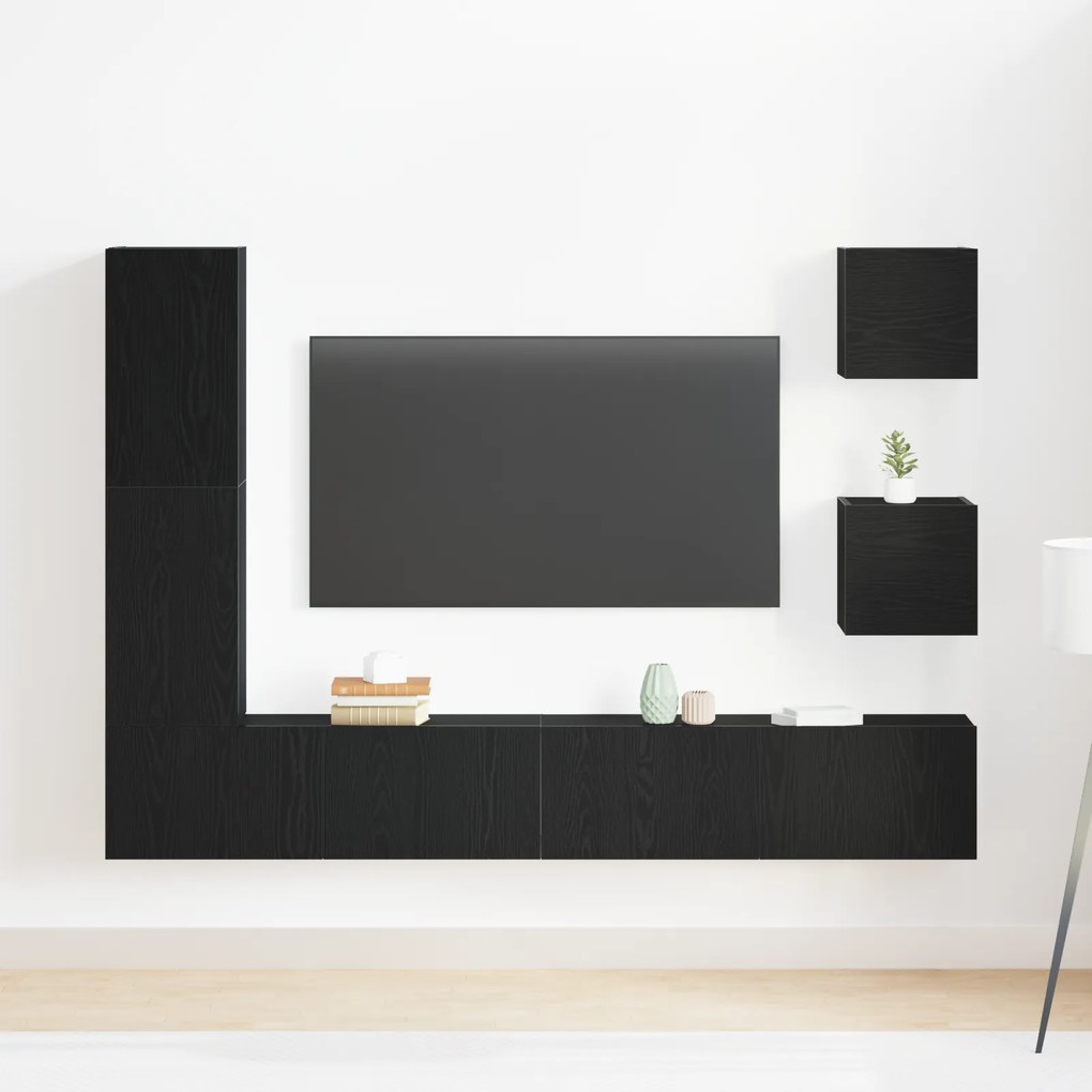 Conjunto de 6 Peças do Aparador de TV vidaXL Carvalho Preto Madeira En