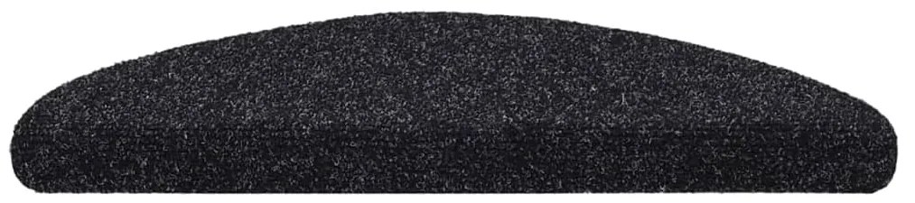 Tapetes de escada adesivos 15 pcs 56x17x3 cm preto