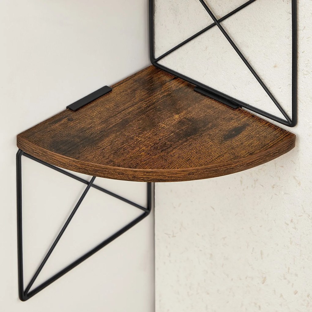 Prateleira de canto com 5 níveis Fixação na parede 20 x 20 x 127,5 cm castanho Vintage-preto