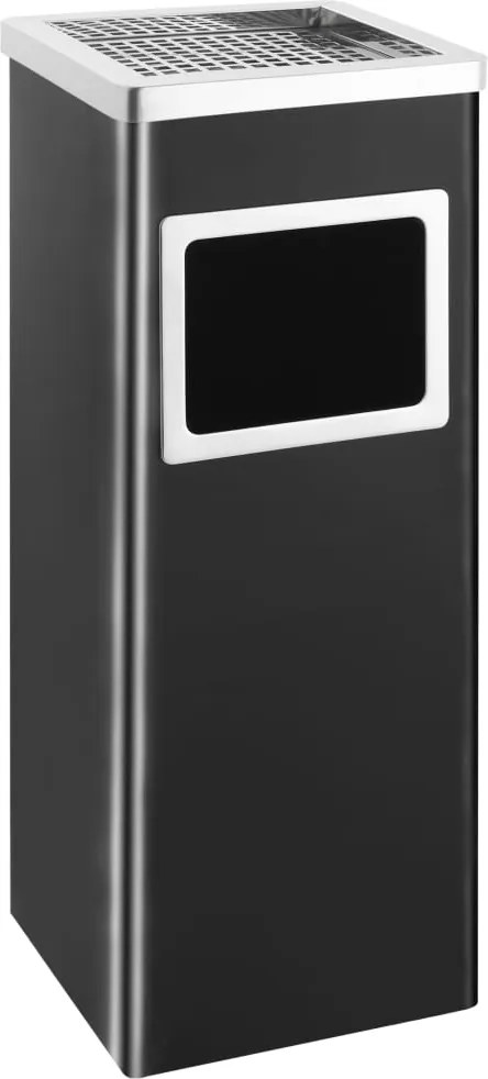 vidaXL Caixote do lixo com cinzeiro para hotel 36 L aço preto