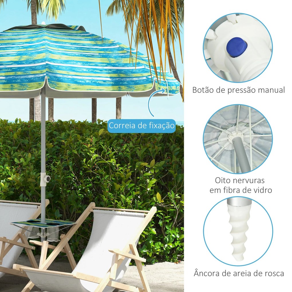 Chapéu de Sol de Praia Ø190x215 cm Chapéu de Sol para Terraço com Incl