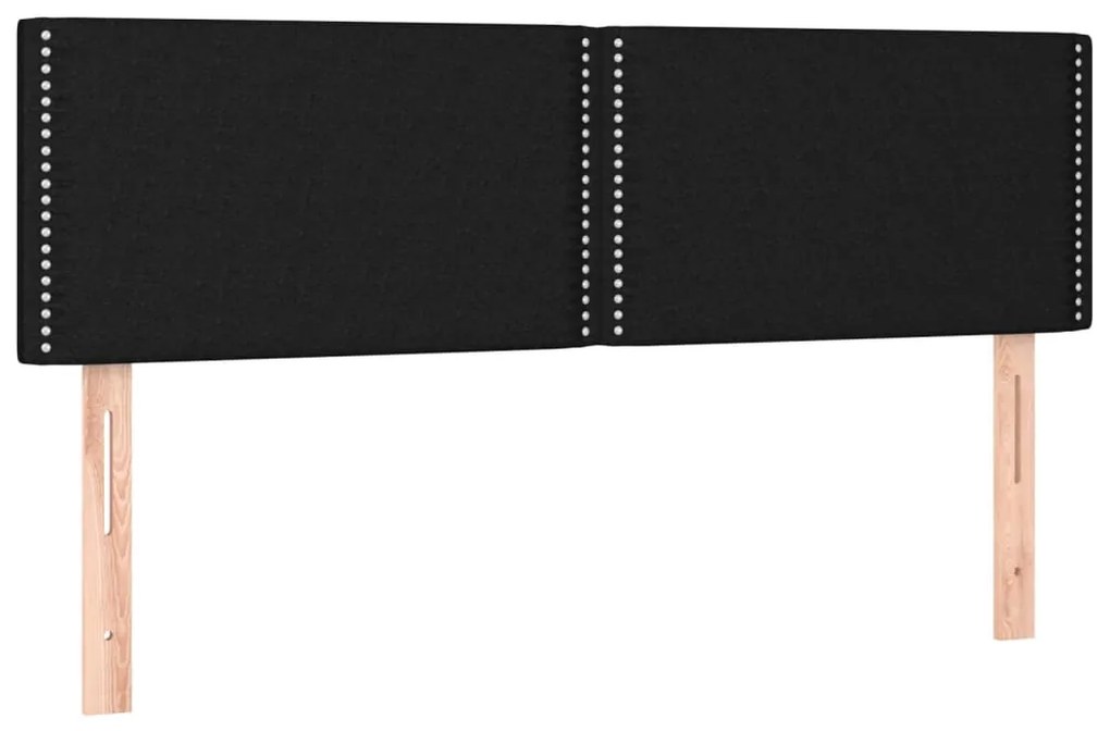 Cama box spring c/ colchão e LED 140x190 cm tecido preto
