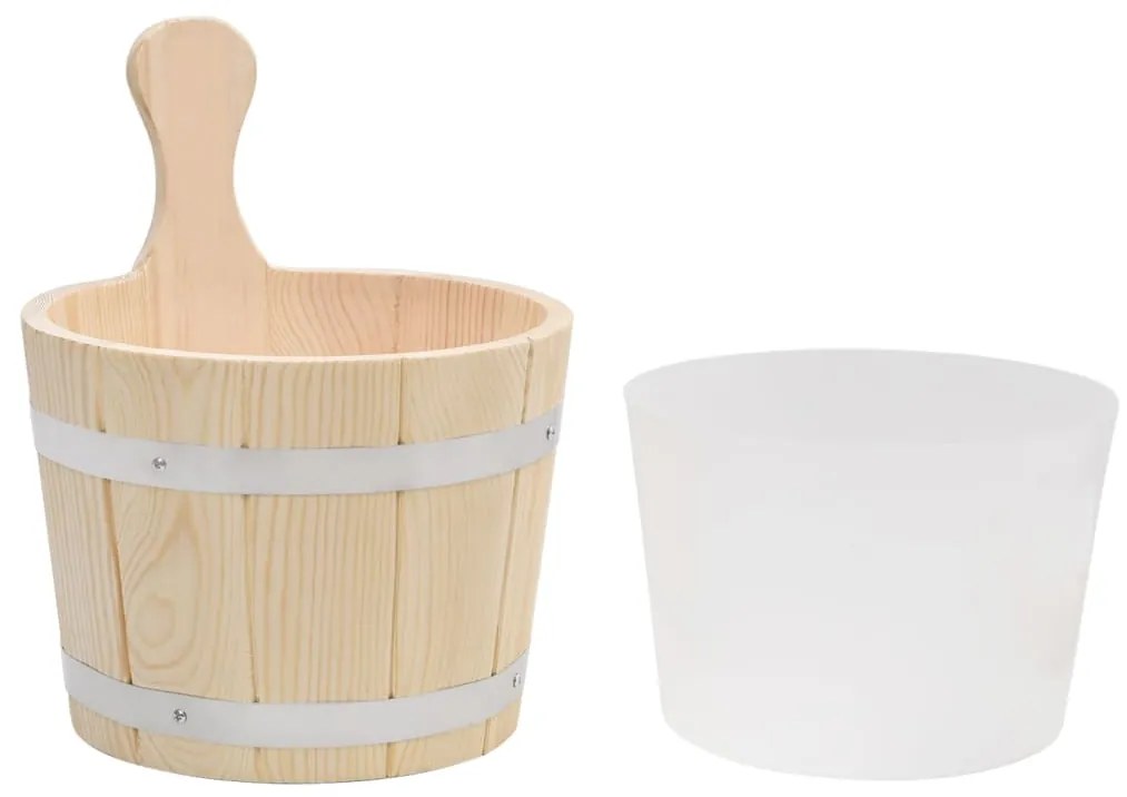 Conjunto de balde e concha de sauna madeira de pinho maciça