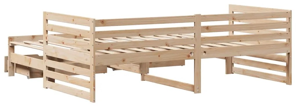 Sofá-cama com gavetas 90x200 cm madeira de pinho maciça