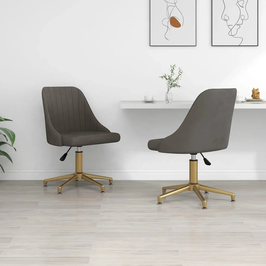 vidaXL Cadeiras de jantar giratórias 2 pcs veludo cinzento-escuro