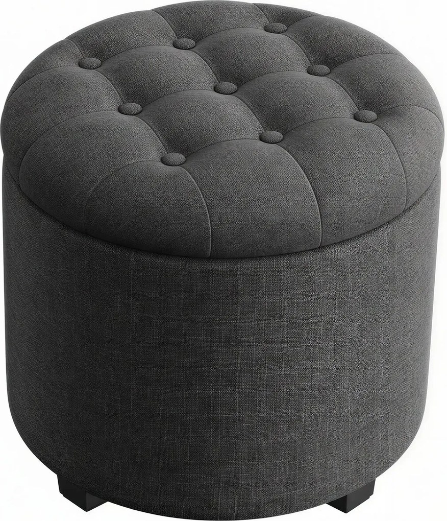 Banco redondo com espaço de arrumação, 45 x 45 x 44,5 cm cinzento escuro