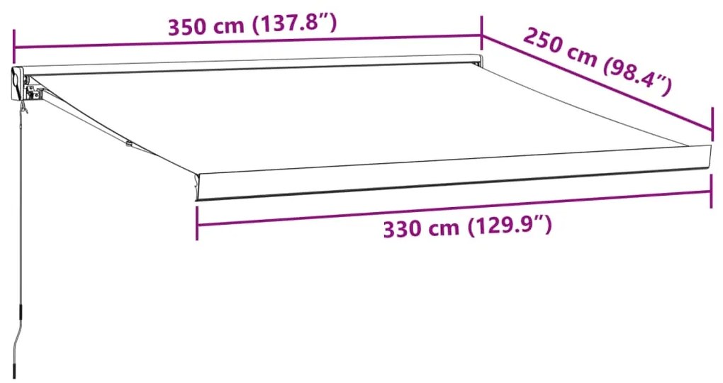 Toldo retrátil manual 350x250 cm bordô