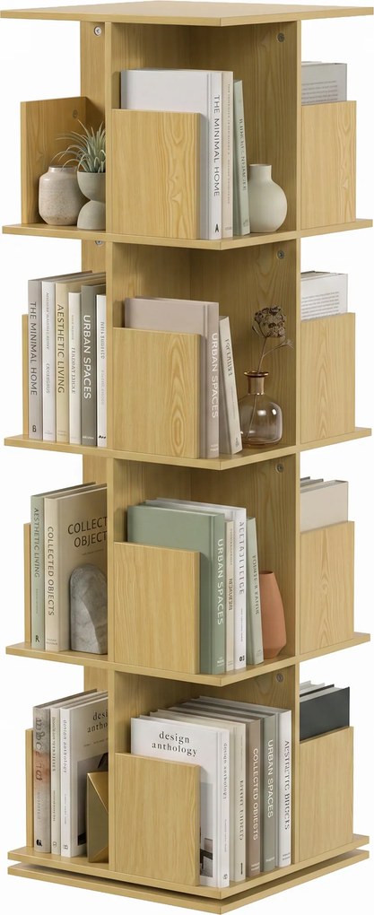Estante Rotativa, 39 x 39 x 128,3 cm, Rotação de 360°, cor Carvalho