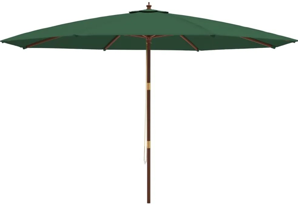 Guarda-sol de jardim com poste de madeira 400x273 cm verde
