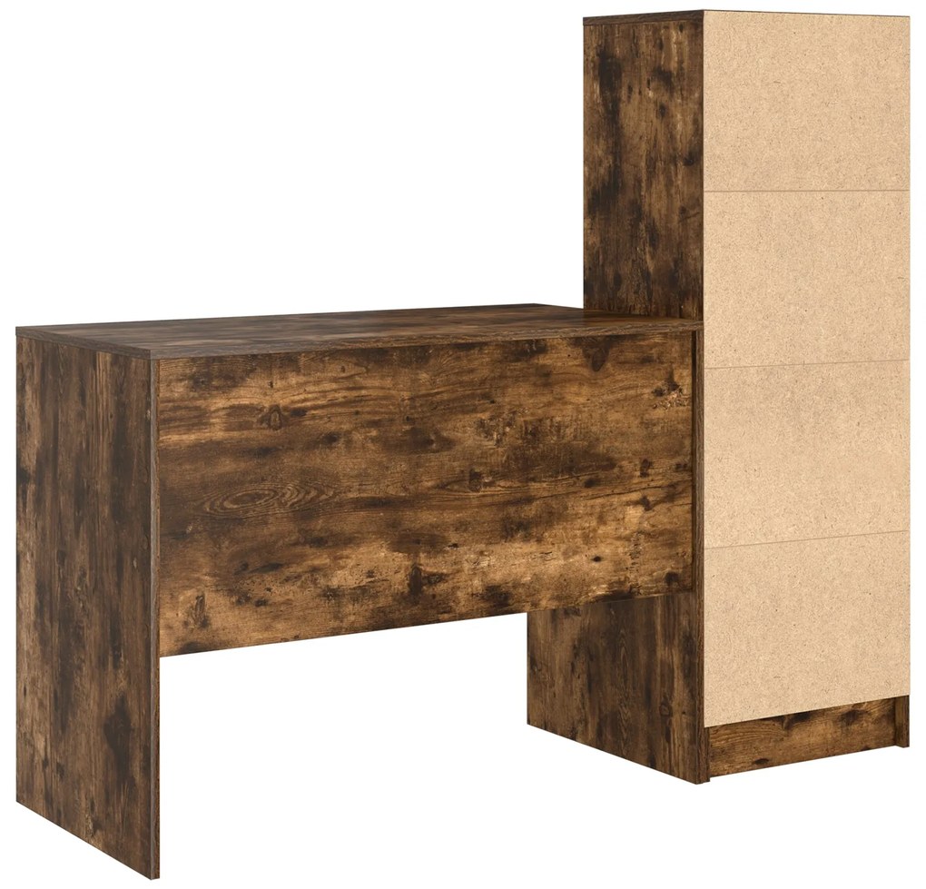 Mesa com Armazenamento Carvalho Fumado Madeira de Engenharia