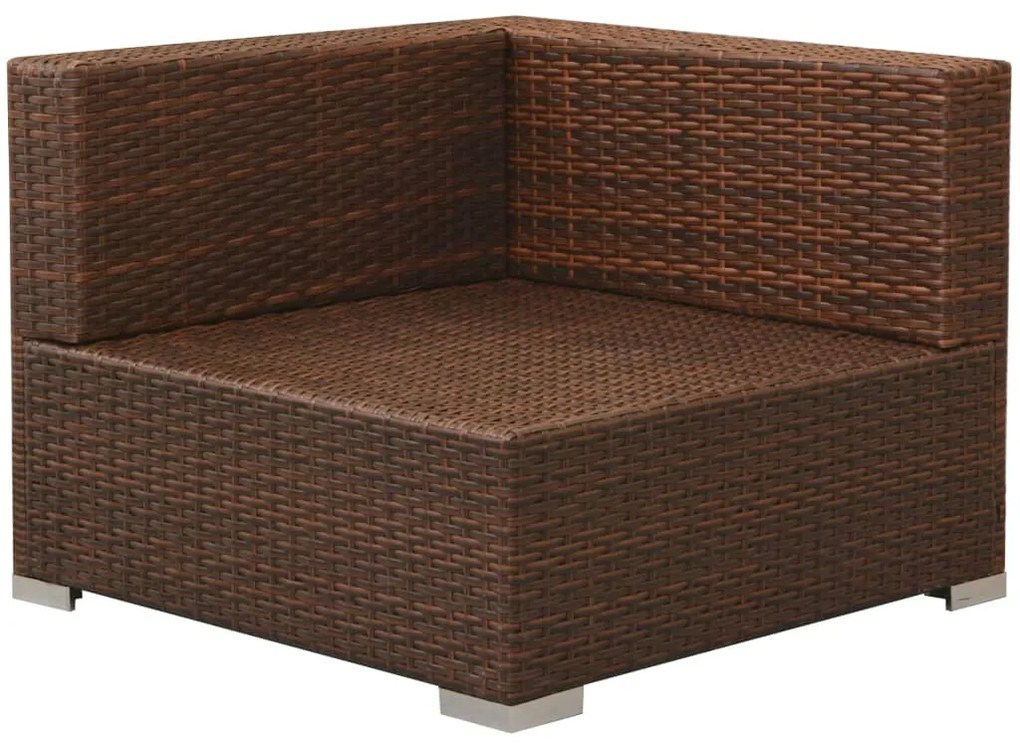 3 pcs conjunto lounge jardim c/ almofadões vime PE castanho