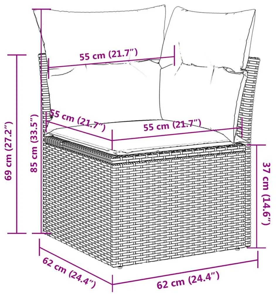 5 pcs conjunto de sofás p/ jardim com almofadões vime PE bege