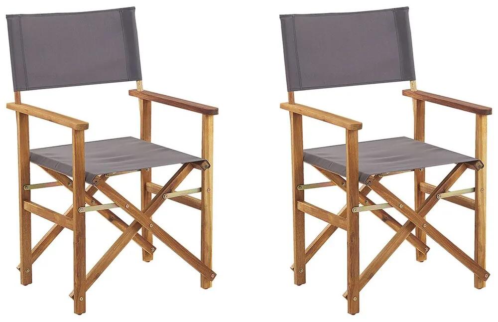 Conjunto de 2 cadeiras em madeira clara capas cinzentas CINE Beliani