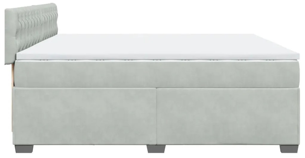 Cama com molas/colchão 200x200 cm veludo cinzento-claro