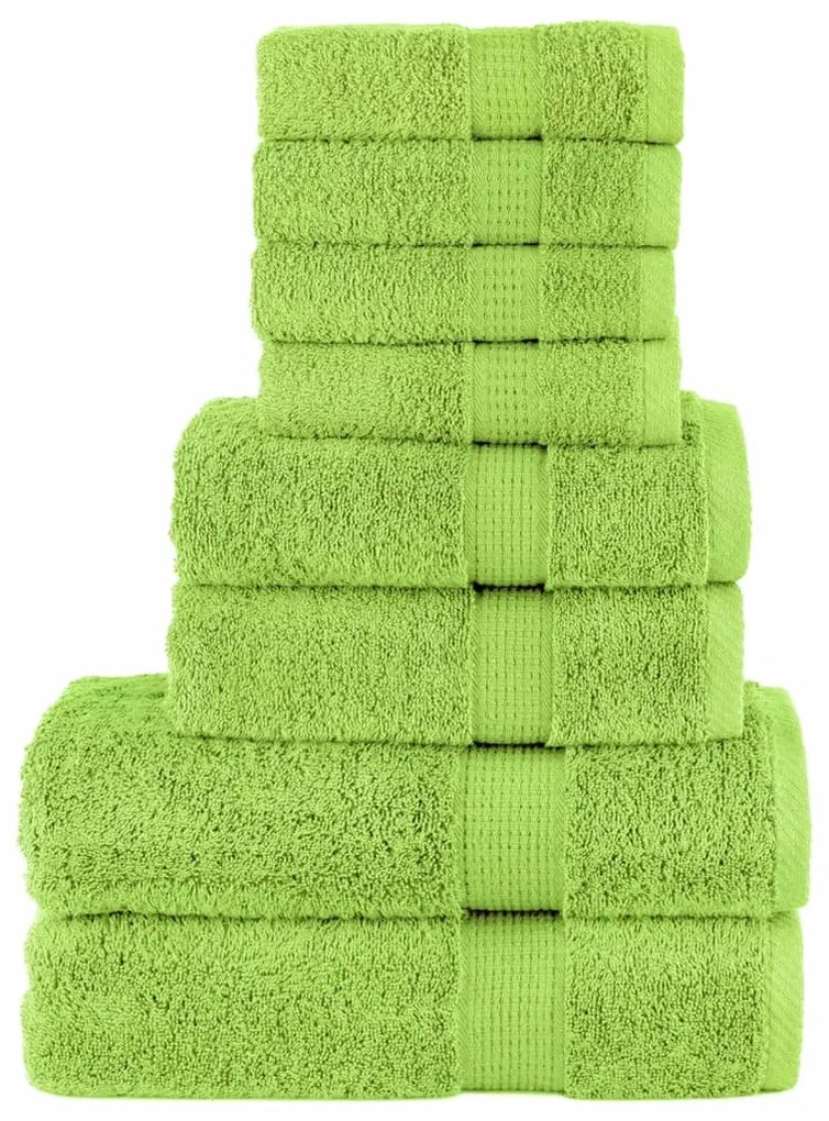 8pcs Conjunto toalhas banho premium SOLUND 600 gsm verde maça