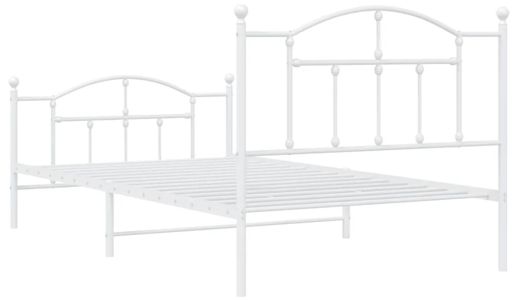 Estrutura de cama com cabeceira e pés 100x200 cm metal branco