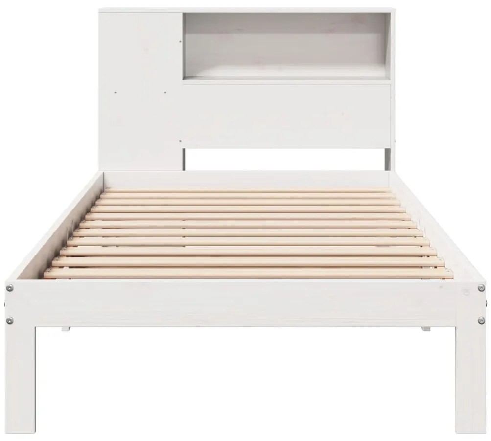 Cama com estante sem colchão 90x190 cm pinho maciço branco