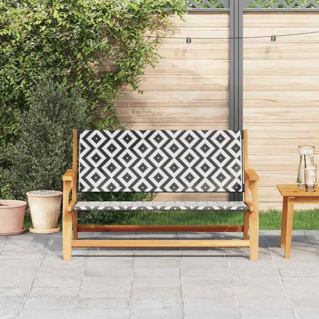 Banco de Jardim Preto e Branco 122x76x73.5 cm Madeira de Acácia Maciça