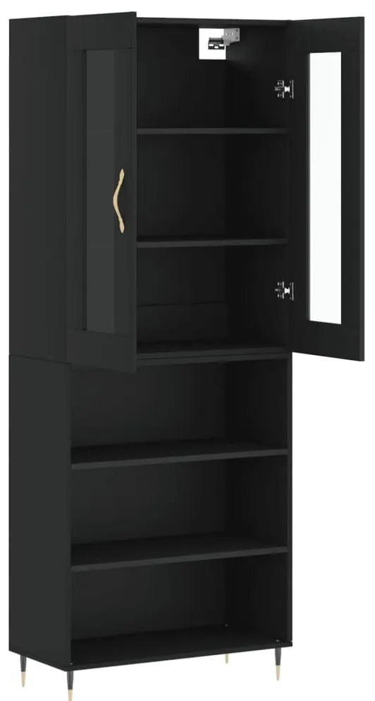 Armário alto 69,5x34x180 cm derivados de madeira preto