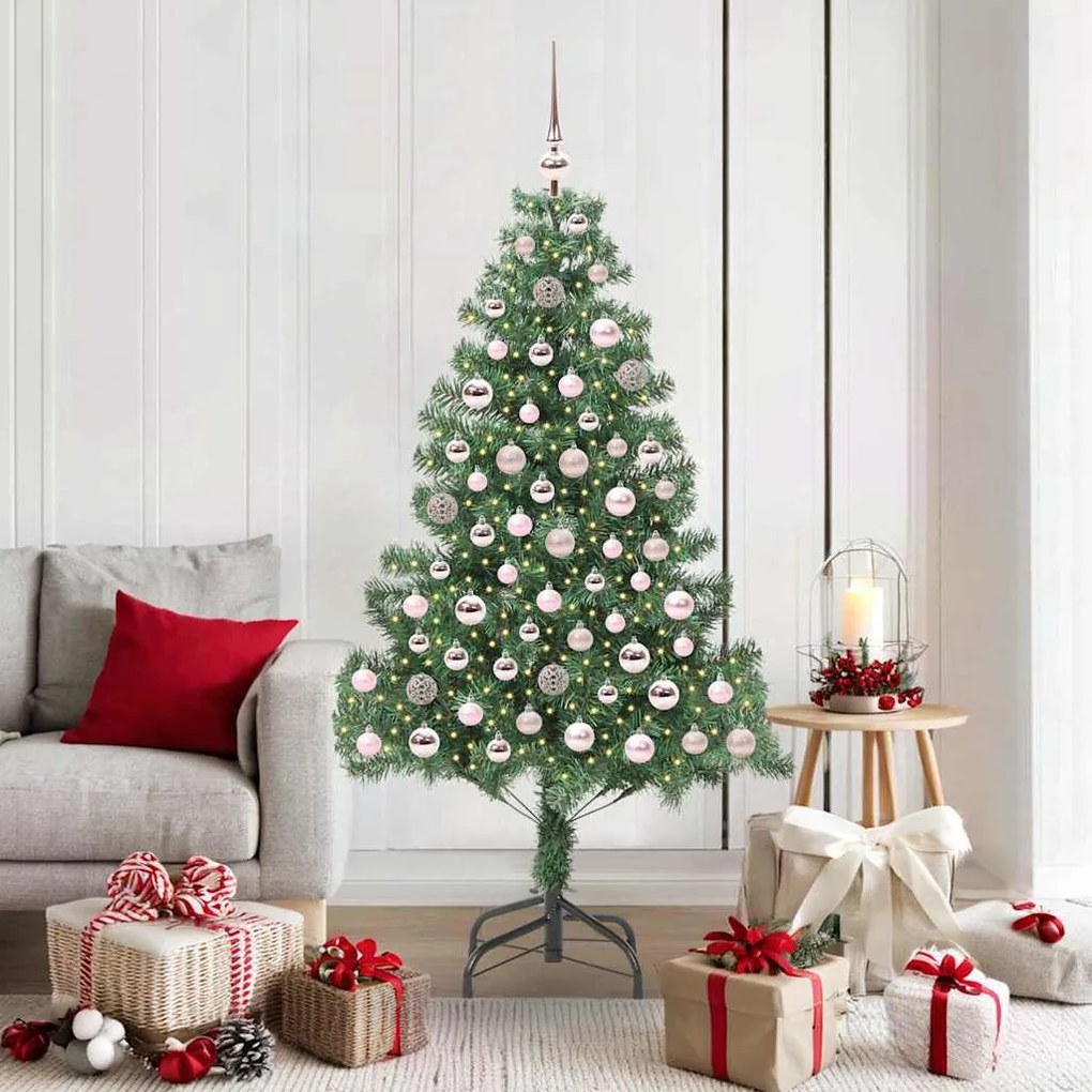 vidaXL Árvore de Natal com 300 LEDs com suporte Verde 180 cm PVC