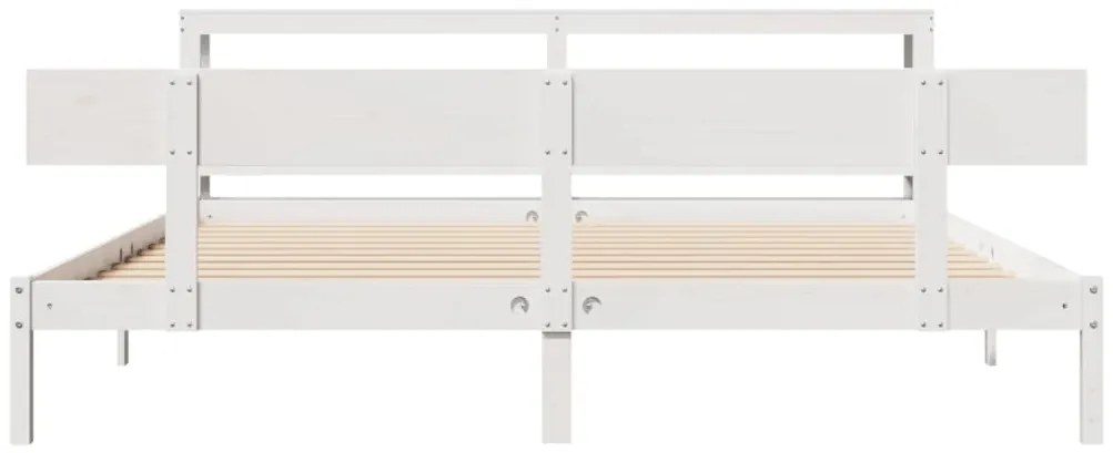 Cama sem colchão 200x200 cm madeira de pinho maciça branco