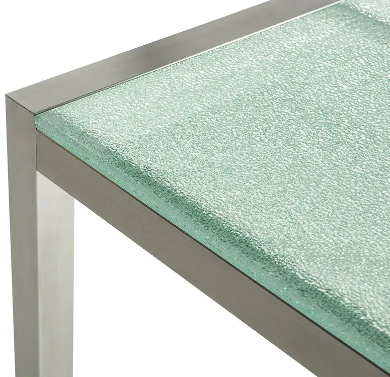 Conjunto de mesa com tampo triplo vidro temperado 220 x 100 cm e 8 cadeiras brancas GROSSETO Beliani