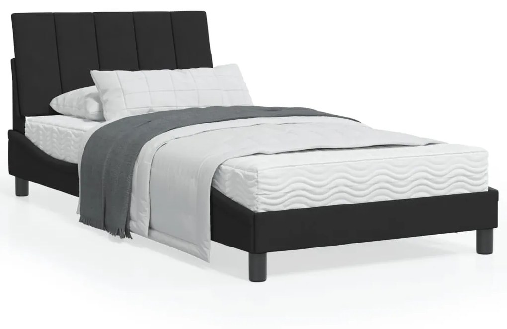 vidaXL Estrutura de cama c/ luzes LED 100x200 cm veludo preto