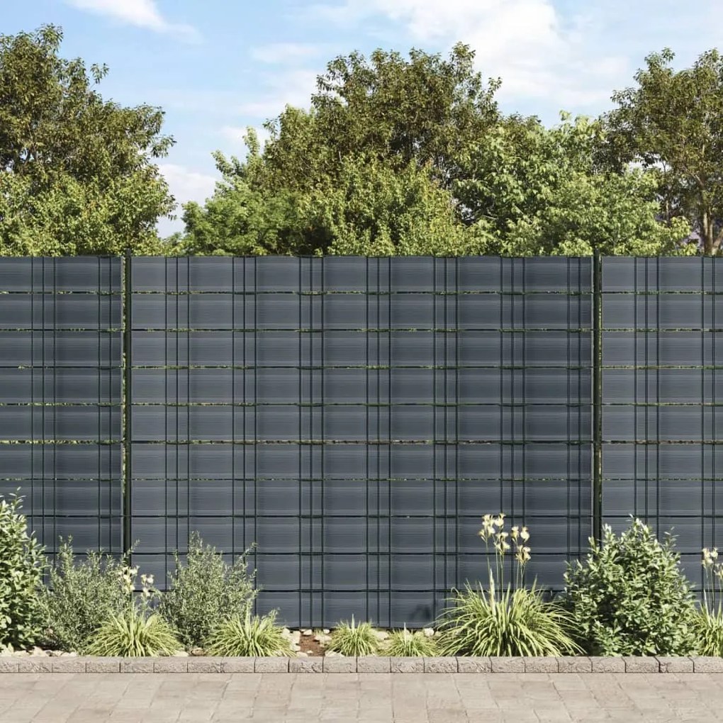 Telas privacidade para jardim 10 pcs 252,5x19 cm PVC preto