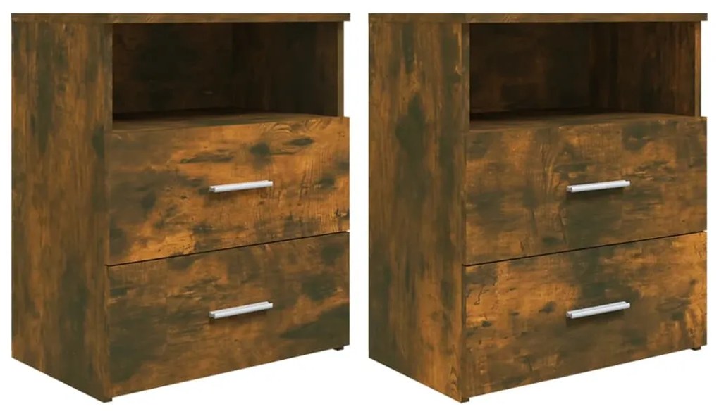 vidaXL Mesas de cabeceira 2 pcs 50x32x60 cm cor carvalho fumado