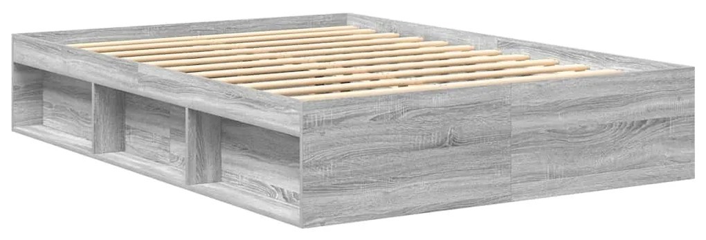 Estrutura de cama de casal pequena 120x190 cm cinzento sonoma