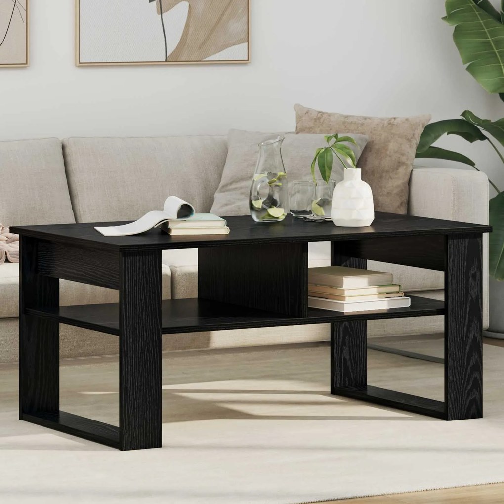 vidaXL Mesa de centro com armazenamento Carvalho Preto 96 x 54 x 44 cm