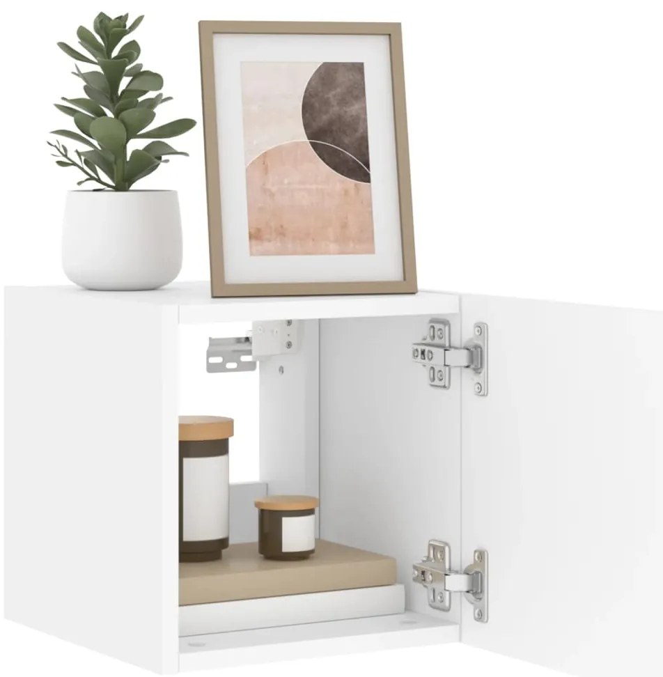 Móveis de parede p/ TV com luzes LED 2 pcs 30,5x35x30 cm branco