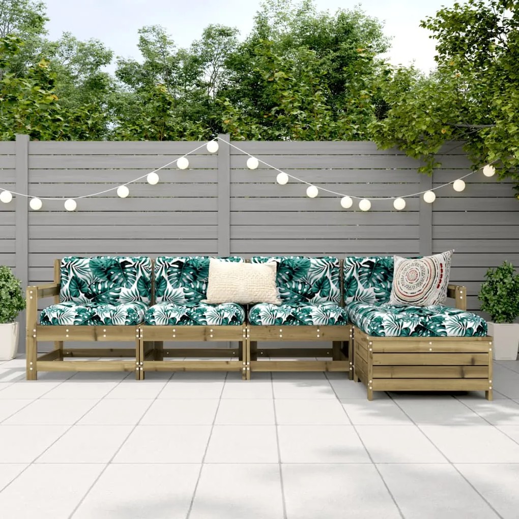 5 pcs conjunto de sofás para jardim madeira de pinho impregnada