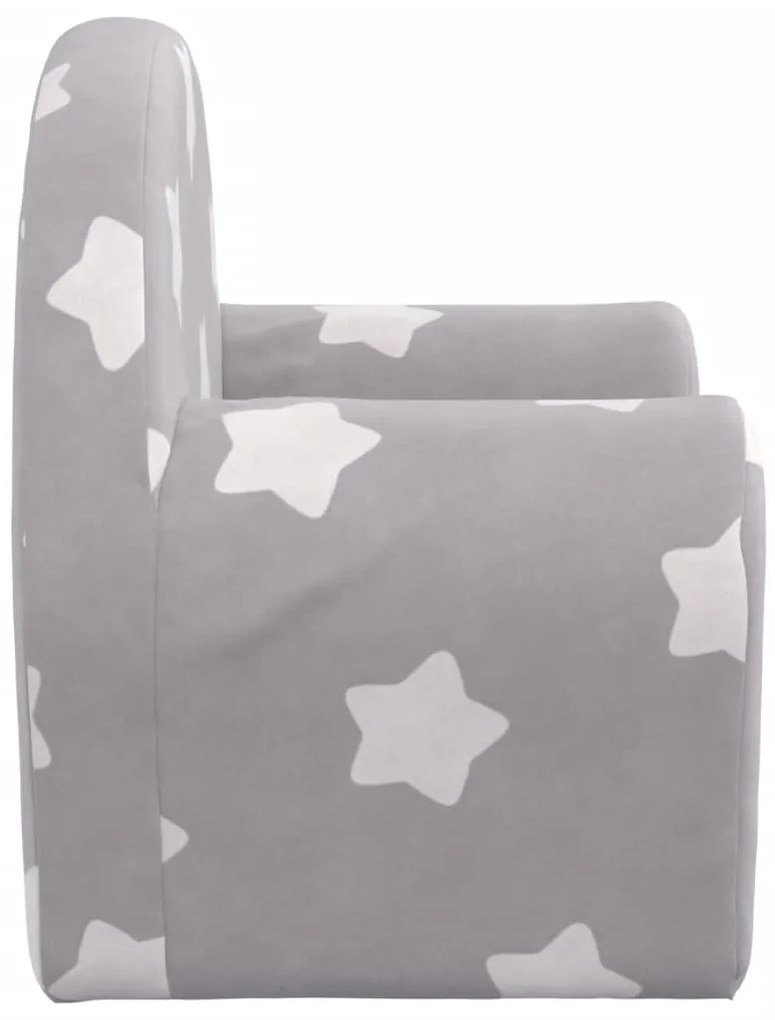 Sofá infantil c/ estrelas pelúcia macia cinzento-claro