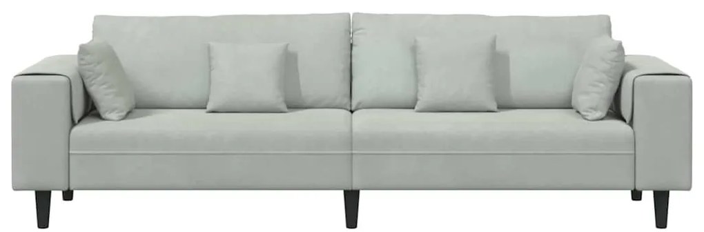 Sofá de Veludo com almofada com travesseiro Cinzento-claro 208 cm Velu