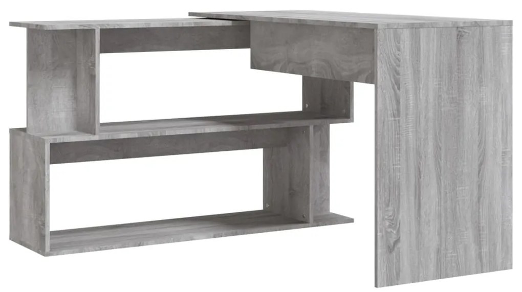 Secretária canto 200x50x76 cm derivados madeira cinzento sonoma