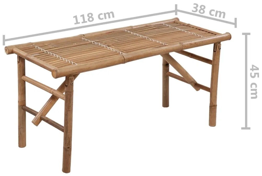 Banco de jardim dobrável com almofadão 118 cm bambu